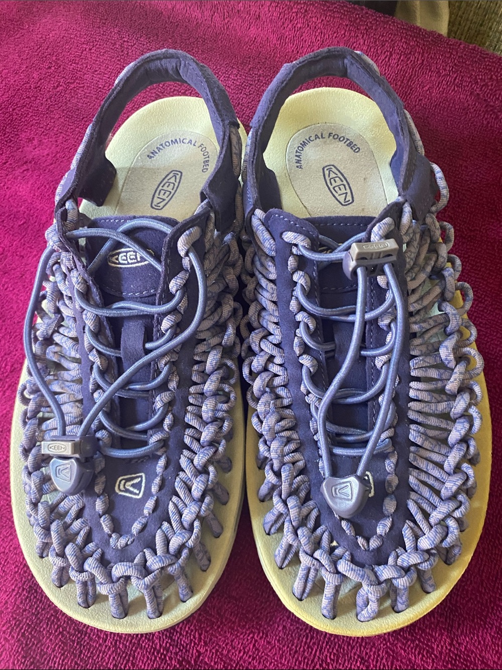 Keen UNEEK Braided Sandal in Purple with Cream Footbed